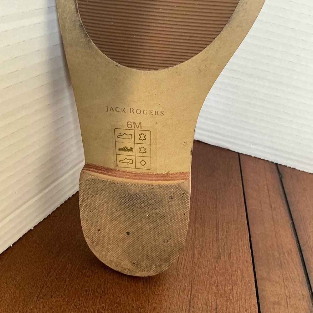 Jack Rogers Georgica Slide Sandals Gold White Metallic Whipstitch Floral Mens 6M - Picture 7 of 8